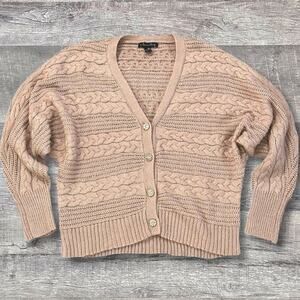 A Love Story Cable Knit Cardigan Women M Dolman Sleeve Rhinestone Button Sweater